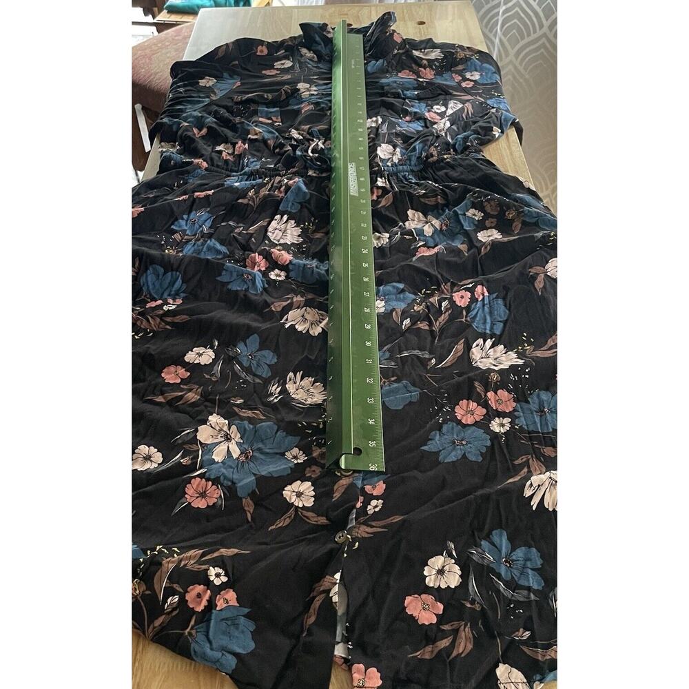Torrid Dress Loral Button Front Challis Drawstring Midi Floral Stretch Size 1 - Picture 6 of 9